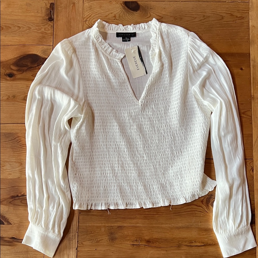 Sanctuary Cream Smocked Blouse